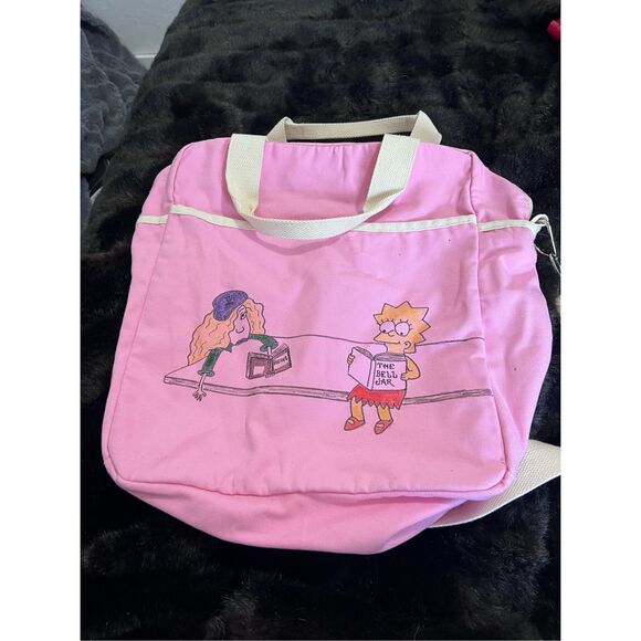 The Simpsons Lisa The Bell Jar Canvas Pink tote duffel bag - Picture 1 of 6